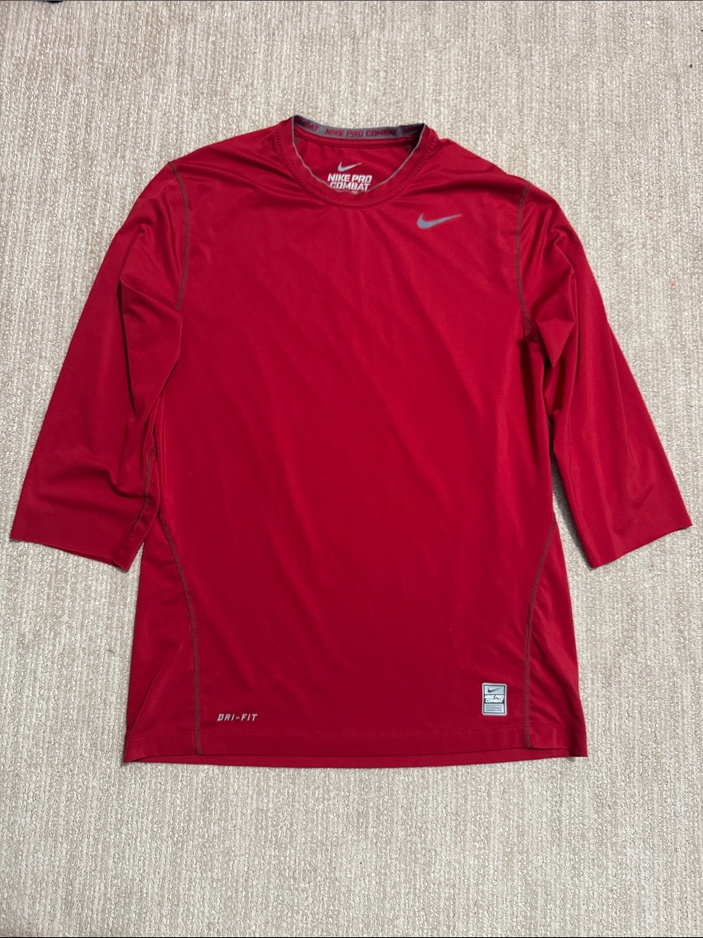 Nike Pro Combat Shirt Men M Red Camo Dri-FIT Fitted Compression Training Top